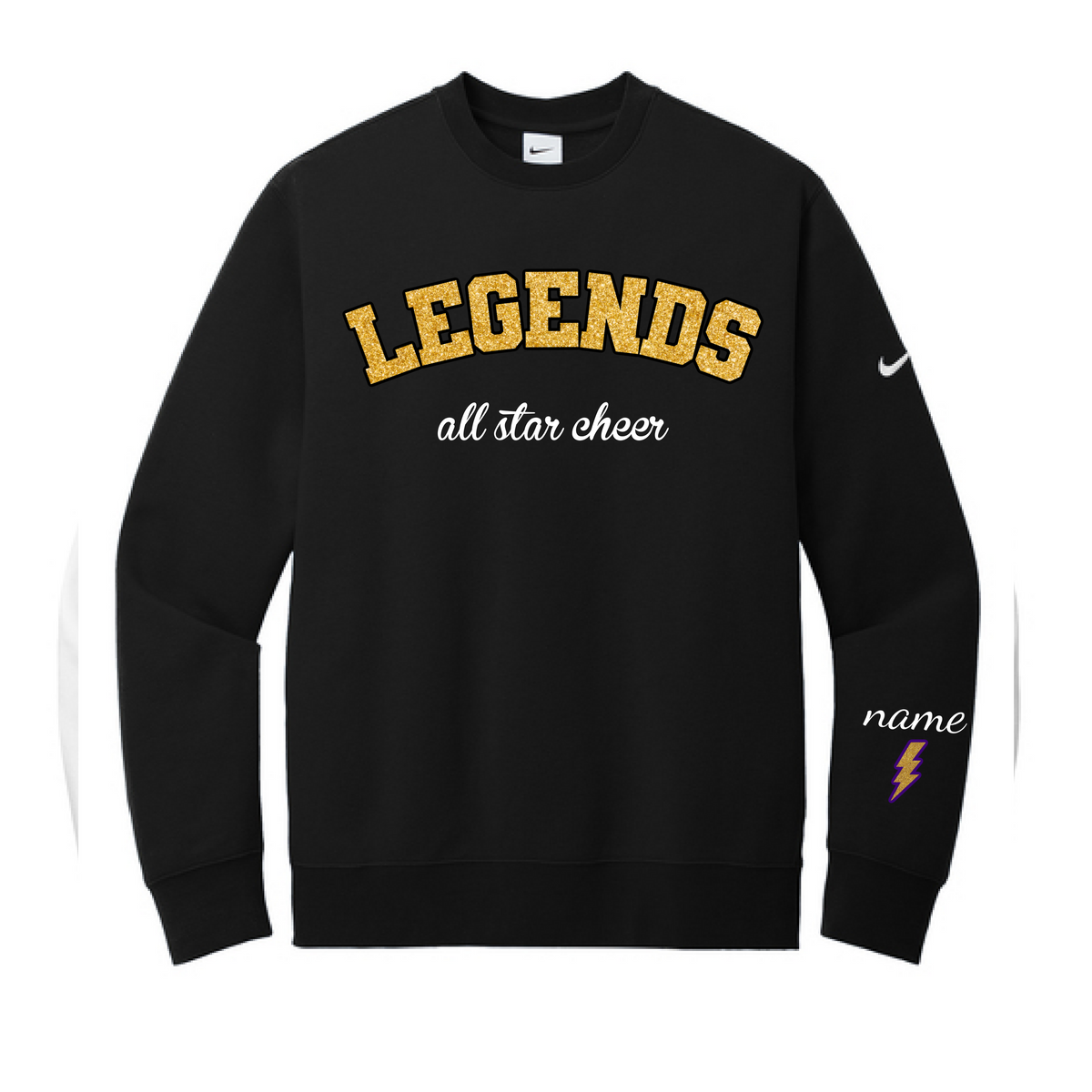 Legends All Star Cheer Embroidered Glitter- Black